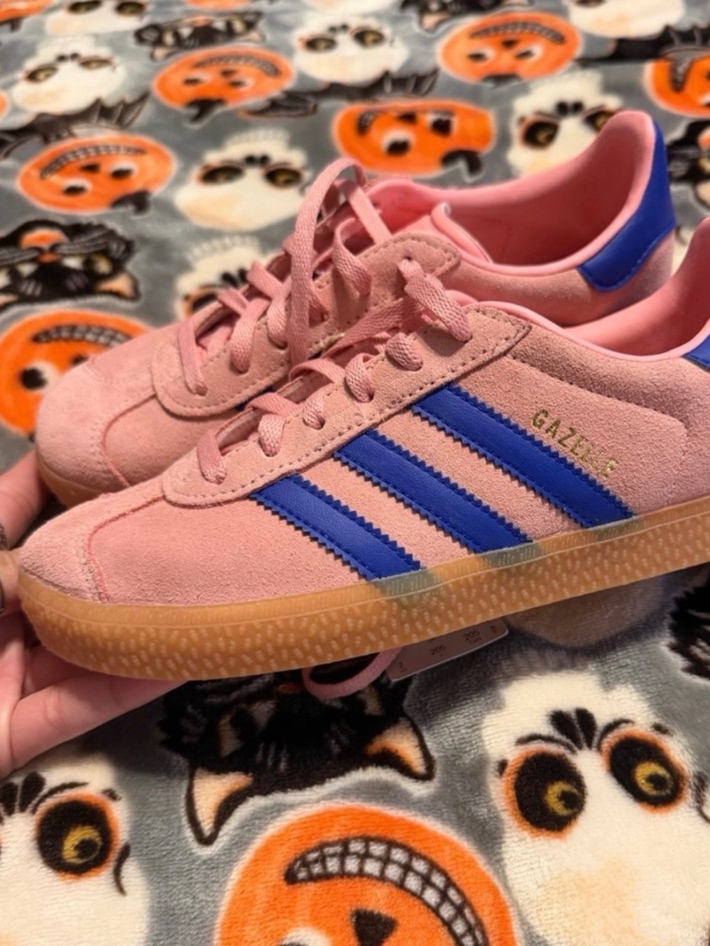 Adidas Gazelle - girls pink and blue suede sneakers size 2
